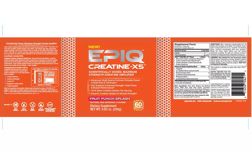 EPIQ Creatine-X5 Fruit Punch Splash (60 Servings) - Second Medium