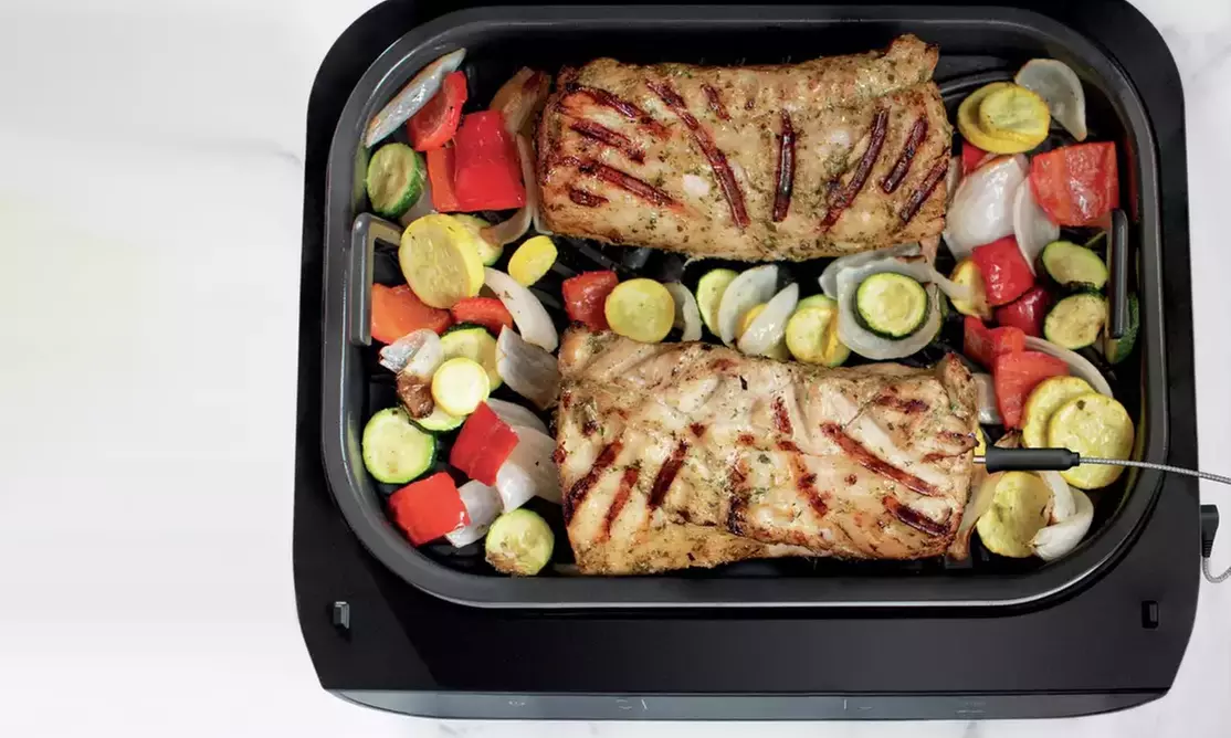 Ninja 6-in-1 MAX Indoor Grill & Air Fryer - 3.8L, Plus Digital Meat Thermometer