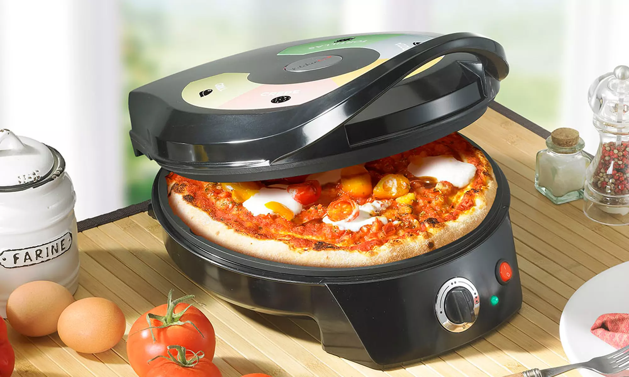 Multi-cuiseur (pizza, tarte, crêpière, grill) Kitchencook 1800W - Primary Image
