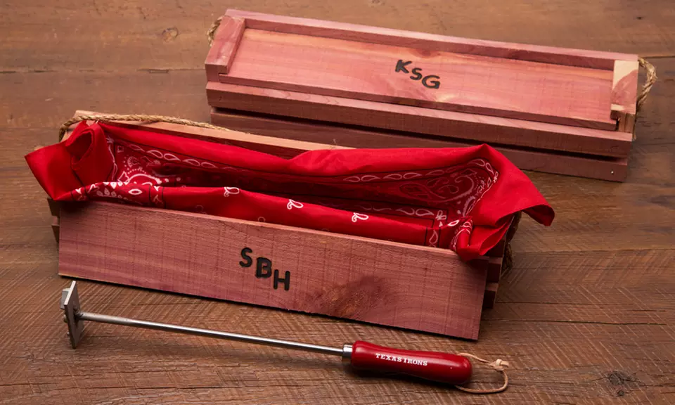 Personalized Steak Branding Iron with Free Shipping and Optional Cedar Board or Gift Box  - Primary Image