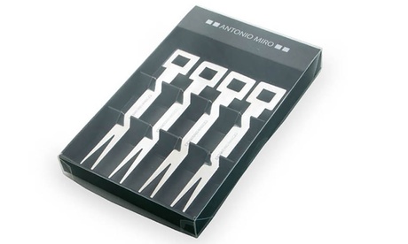 1 o 2 set di 4 forchette di design Antonio Miró, in acciaio inossidabile