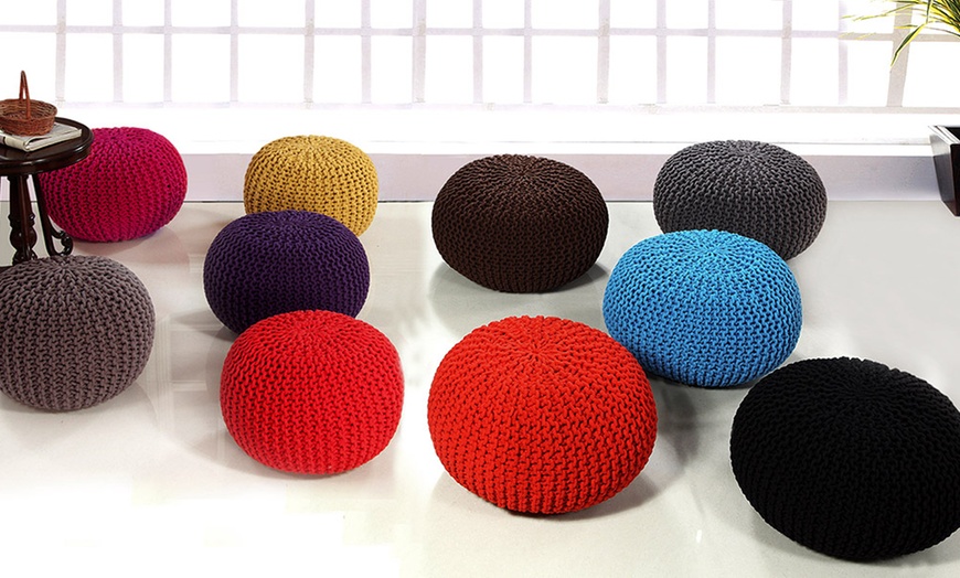 Image 1: Round Knitted Pouffes