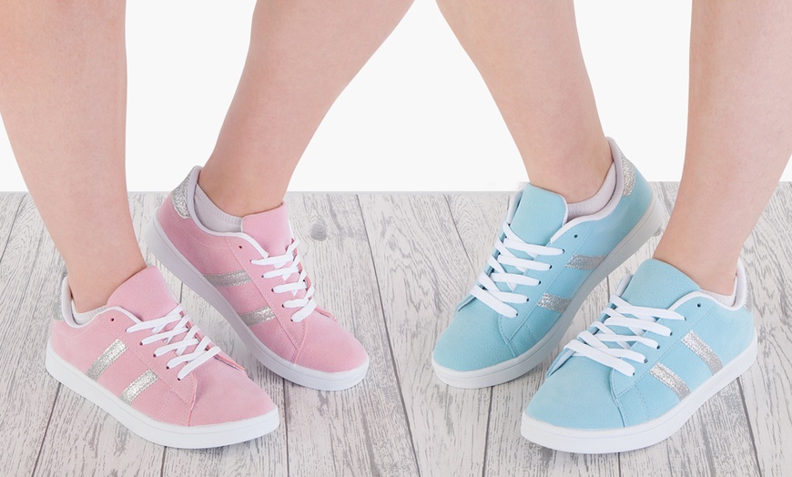 Image 1: Women's Pink or Sky Blue Trainers