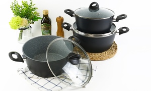 Urbn-Chef ForgeCross Black Marble Forged Aluminium Casserole Pot Set