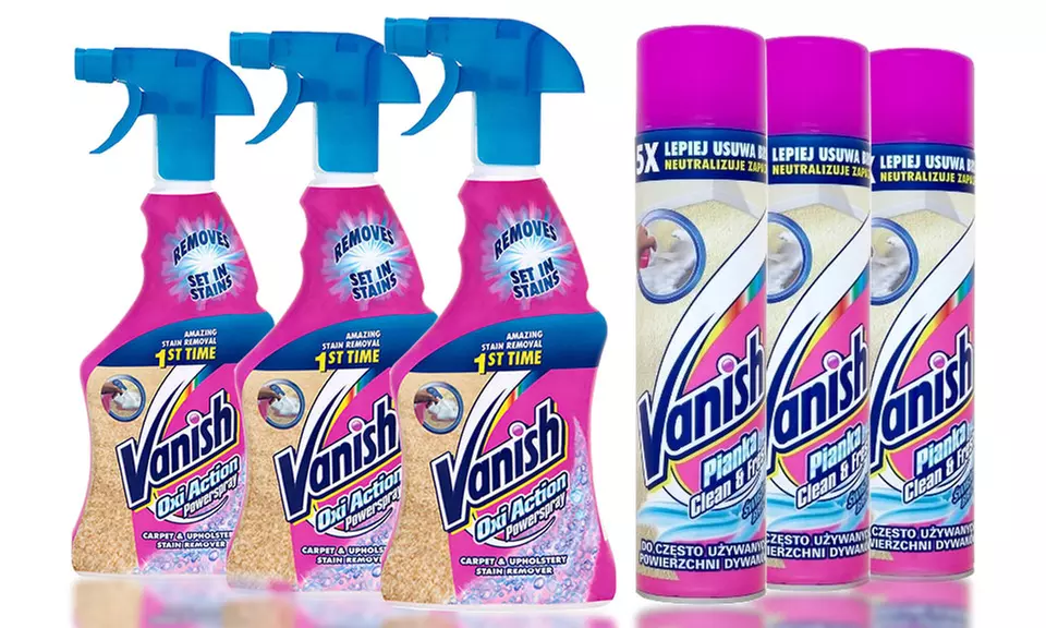 Vanish Oxi-Action Three 500ml Bottles of Carpet Spray and Three 600ml Bottles of Carpet Cleaner - Primary Image