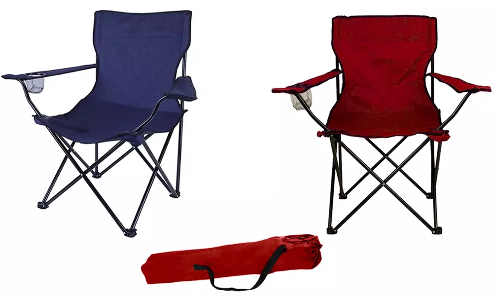 Sedia pieghevole da campeggio con porta bicchiere disponibile in 2 colori con spedizione gratuita - Primary Image