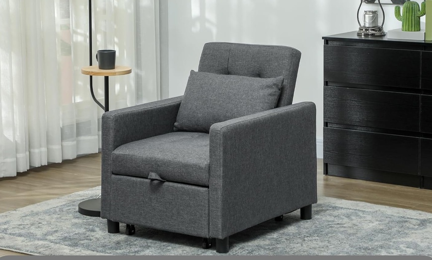 Image 8: HOMCOM 3-In-1 Chair Bed