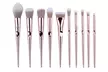 1 ou 2 sets de 10 pinceaux de maquillage Rose Gold effet chromé - Second Medium