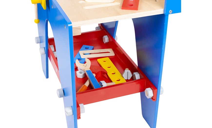 Image 3: Kids' Wooden Work Bench Play Set