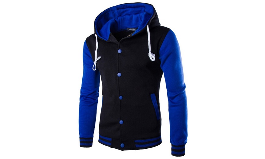 Image 3: Men's Hooded Baseball Jacket