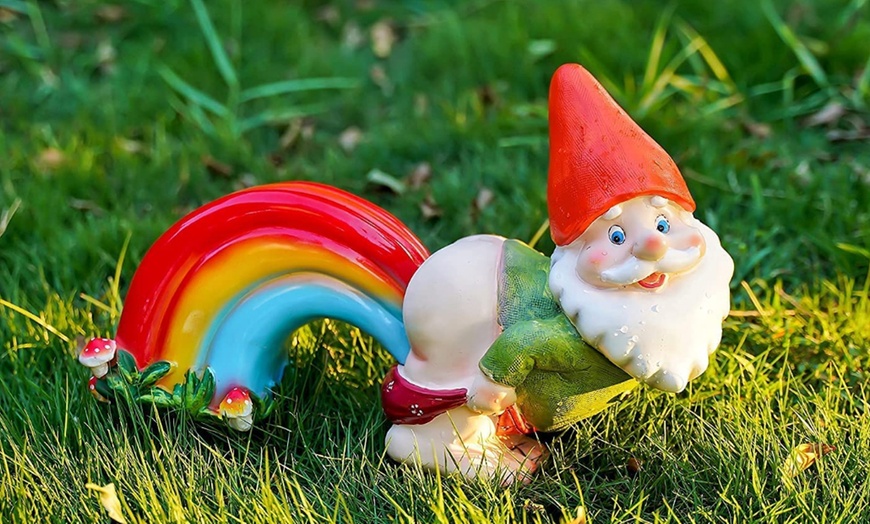 Image 1: Gnome Figurine with Rainbow