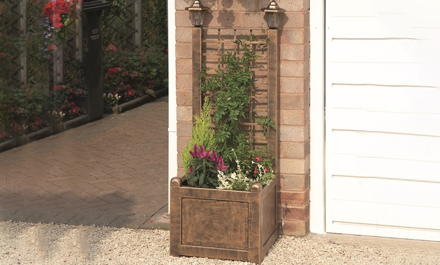 Image 1: Trellis Planter with Solar Lights