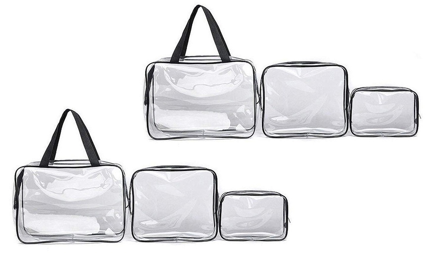 Image 10: One or Two Three-Piece PVC Clear Travel Bag Sets