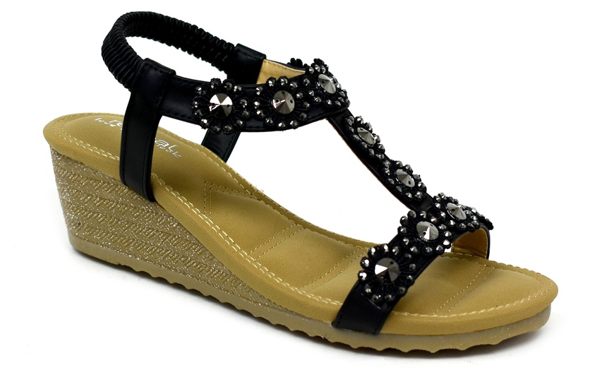 Image 4: Open Toe Wedge Sandals