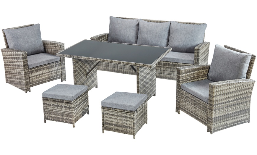 Image 2: Garden Gear St Lucia Seven-Seat Rattan Dining Set