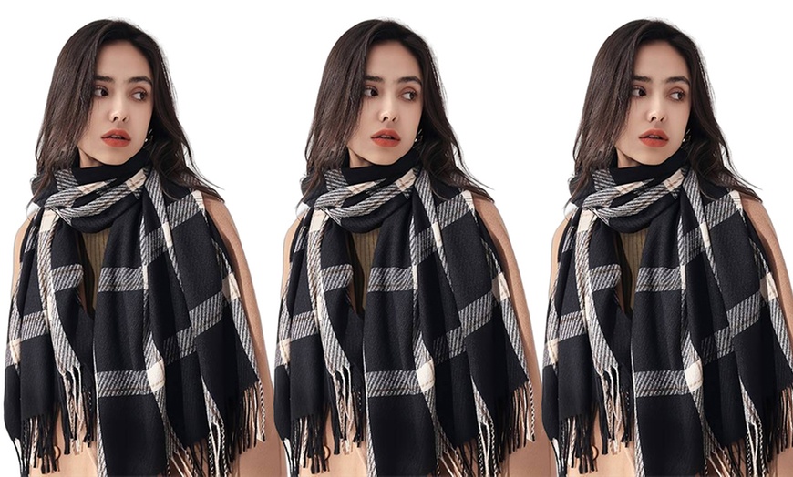 Image 7: One, Two or Three Packs of Soft Winter Checked Scarves