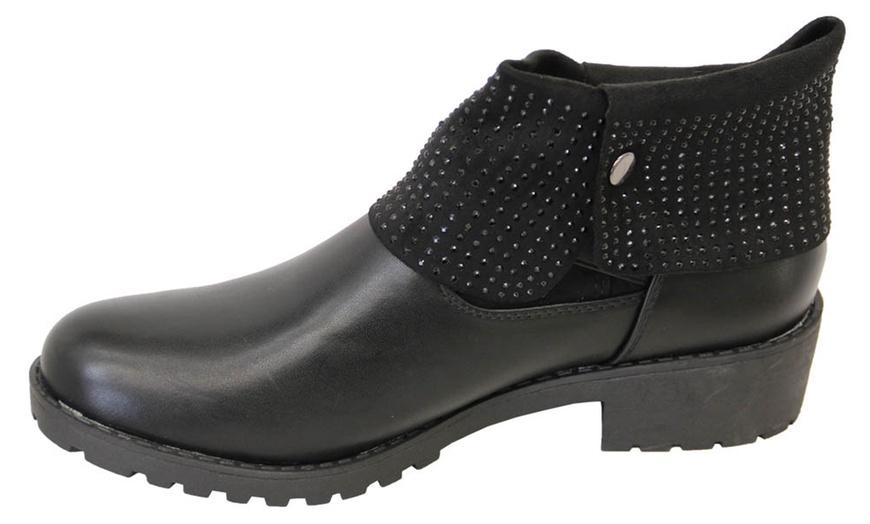 Image 3: Women's Cuban Heel Biker Boots