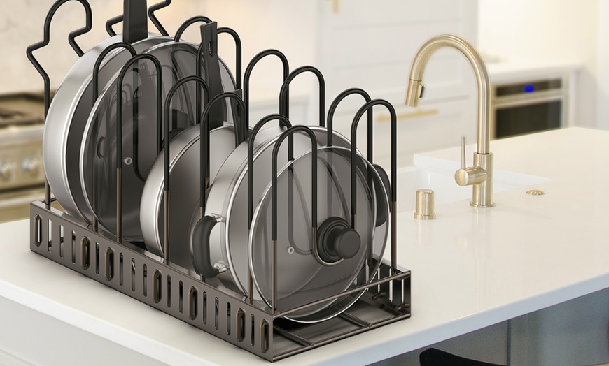 Image 8: Adjustable Kitchen Pan Rack