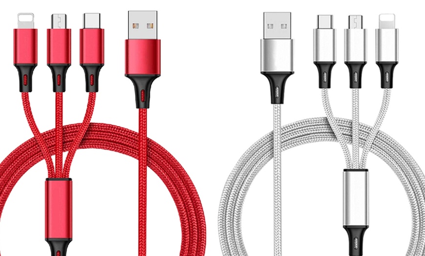 Image 13: 3-in-1 USB Charging Cable; Type C, Lightning and Micro-USB