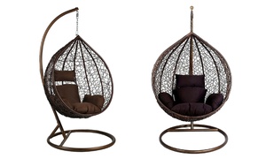  Brown PE Rattan Hanging Egg Chair 