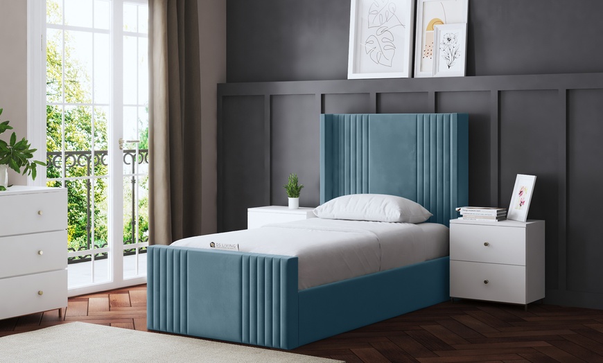 Image 11: Elara Winged Panel Bed in Various Sizes and Colours
