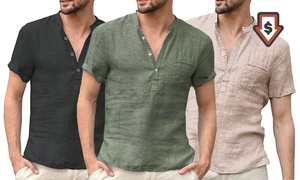 Men's Casual Button-up T-Shirt