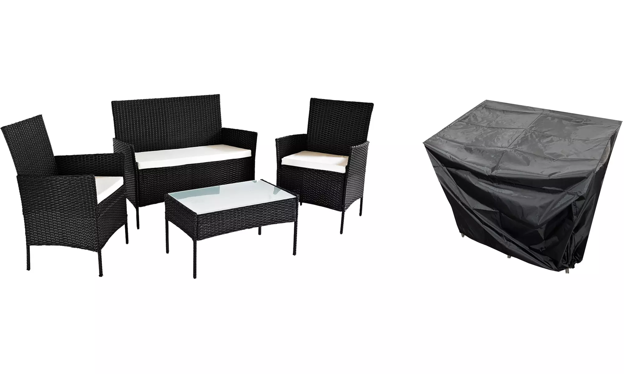 Neo Four-Piece Rattan-Effect Garden Furniture Set with Optional Cover