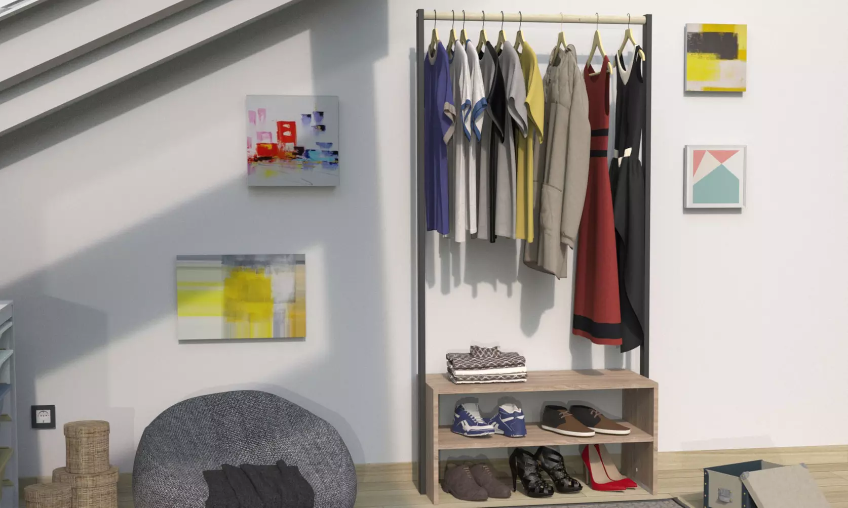 Penderie multifonction en tilleuil massif - Primary Image