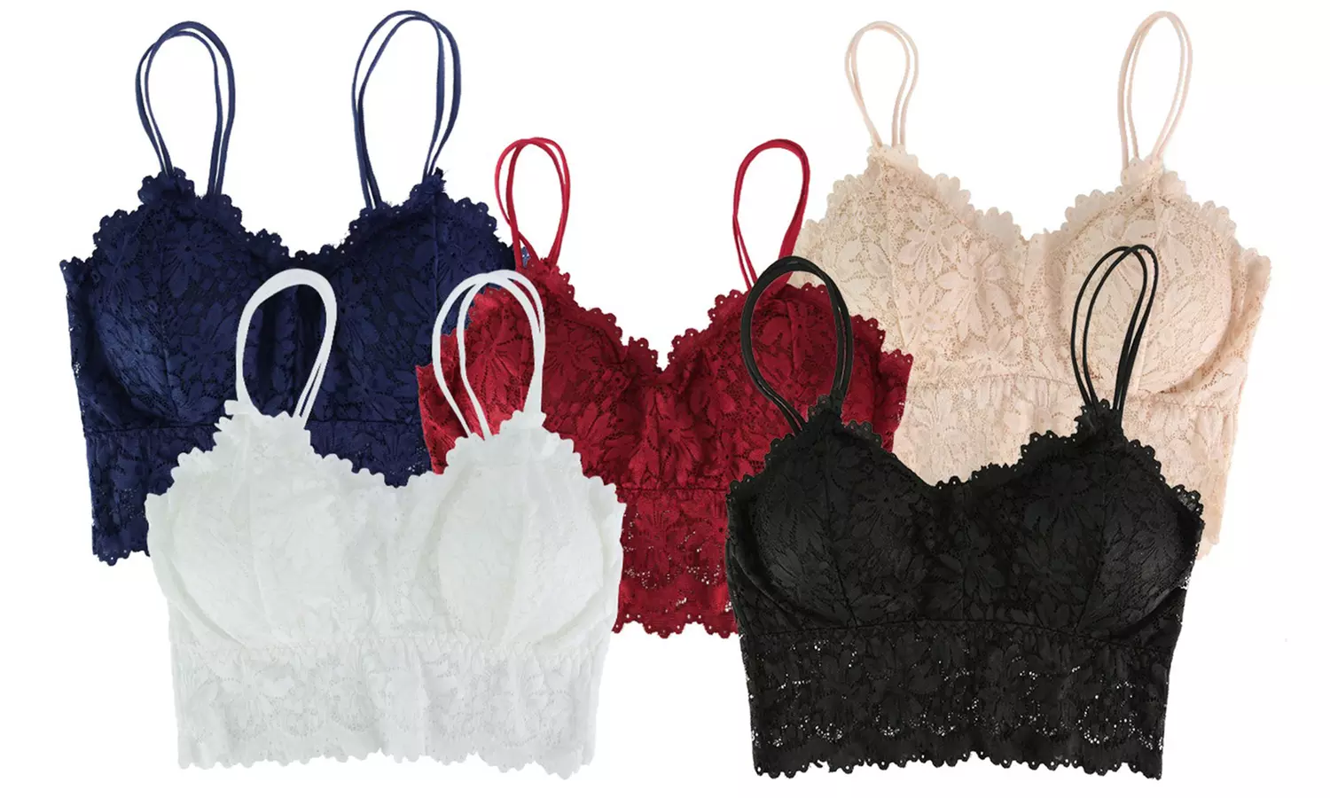 Women Bralette Bra Lingerie Push Up Crochet Wireless Lace Bra Crop Tank Top 