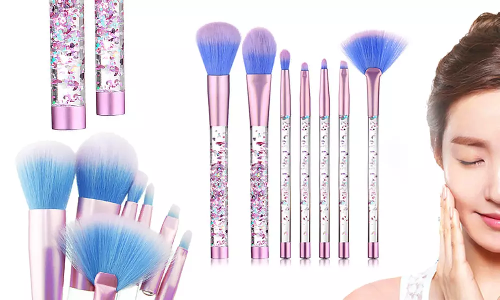 7-tlgs. Regenbogen Glitter Make-up Bürsten Set - Primary Image