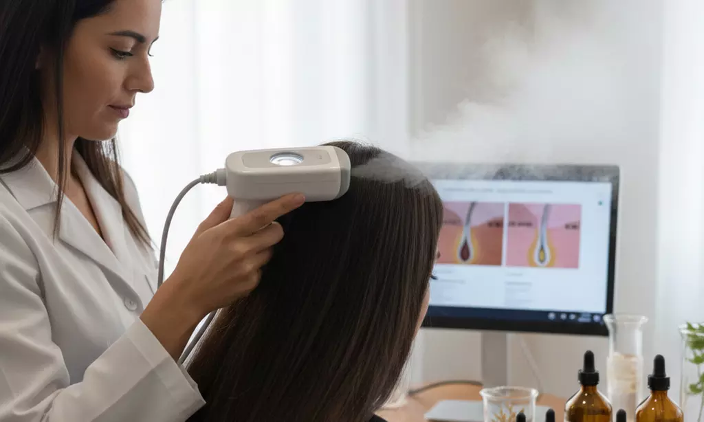 Diagnóstico capilar con oxigenación del folículo y alquimia capilar