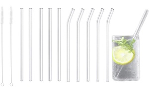 12-Piece Reusable Glass Straws Set