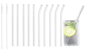 12-Piece Reusable Glass Straws Set