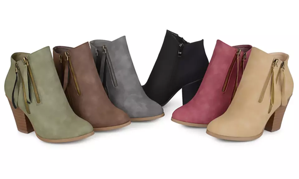 Journee Collection Women's Double-Zipper Stacked Wood Heel Boots (Up to Size 12) - Primary Image