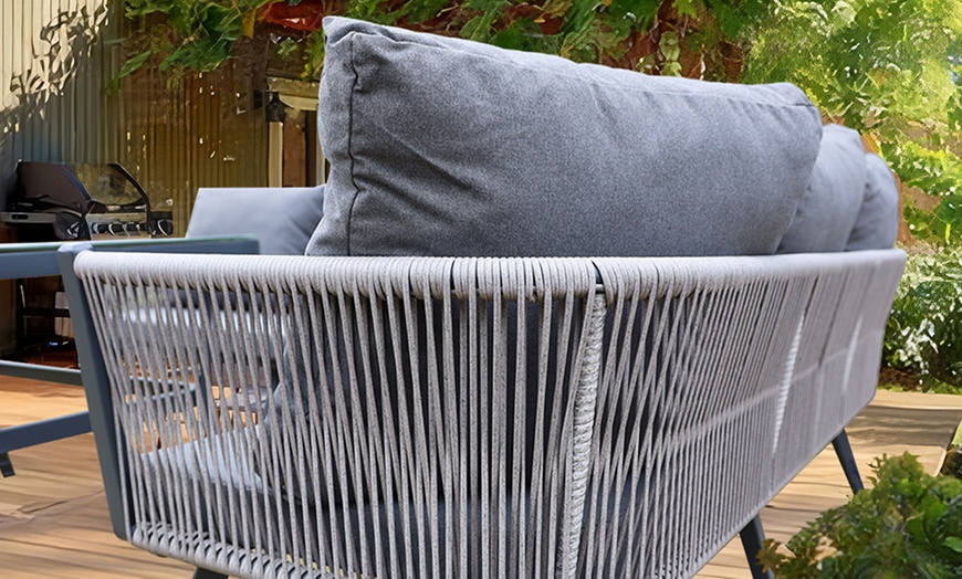 Image 3: Modern Grey String Weave Nine-Seater Patio Set