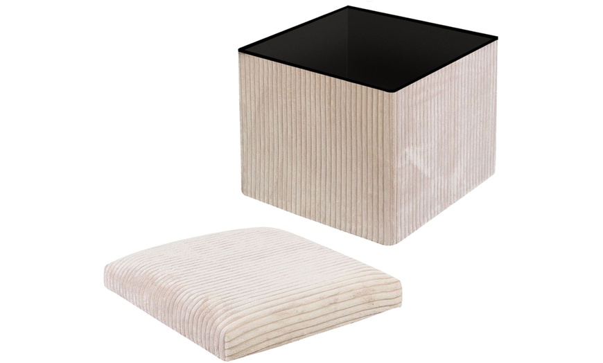 Image 9: Corduroy Storage Ottoman or Foldable Cube Footstool