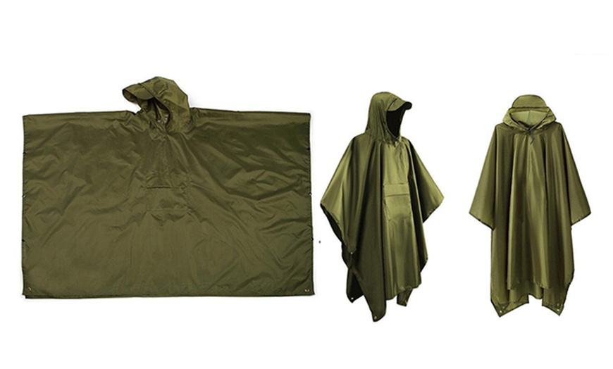 Image 3: Three-in-One Rain Poncho with Hood