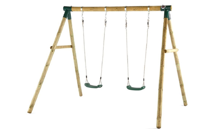 Image 11: Plum Wooden Swing Set