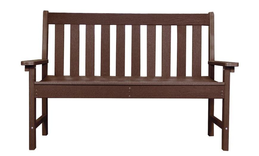 Image 7: Wood Effect Garden Bench in Dark Grey or Walnut