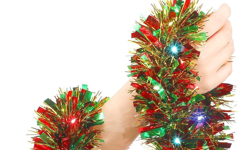 Image 3: 5-Meter Christmas Tinsel Garland with Lights