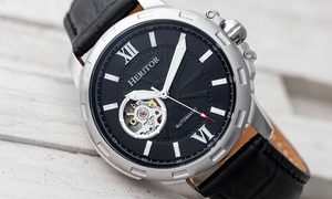 Heritor Automatic Bonavento Semi-Skeleton Genuine Leather Watch