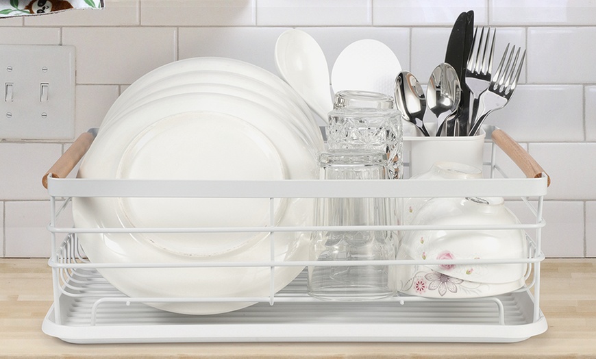 Image 15: Three-Piece Dish Drainer with Drip Tray and Cutlery Holder