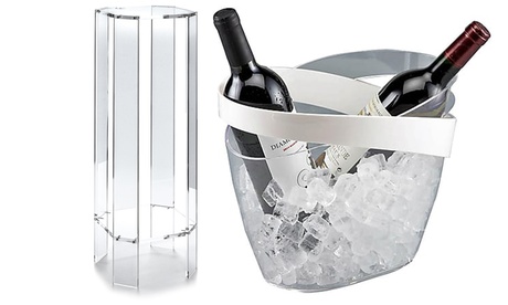 Colonna portavasi e portabottiglie in acrilico e metacrilato trasparente