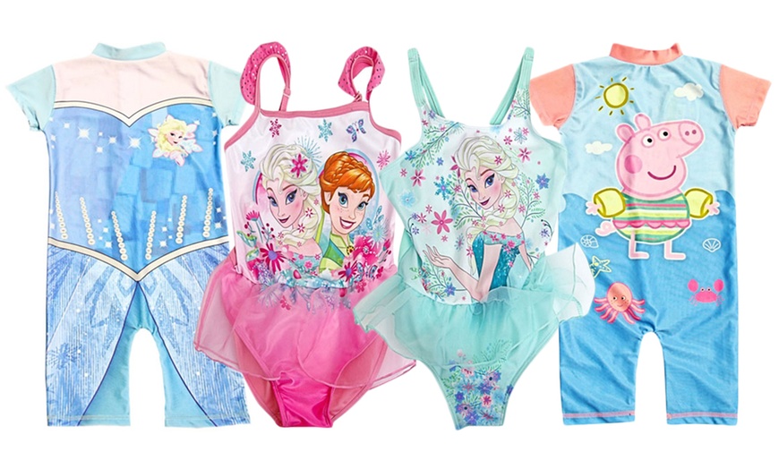 Image 1: Girls' Character-Themed Swimwear