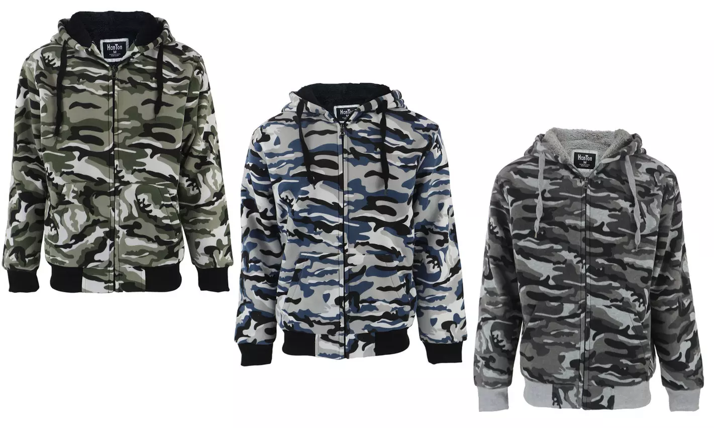 Men's Camo Fleece Zipper Hoody - Primary Image