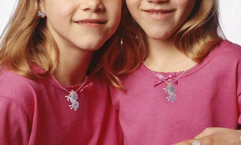 1x oder 2x Halskette oder Armband mit Einhorn-Anhänger für Kinder