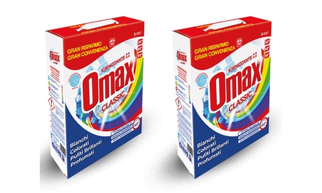 Fino a 5 confezioni di detersivo Omax in fusto da 3,6 kg, fino a 60 lavaggi, disponibili in 3 tipologie