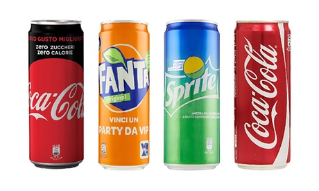 24 lattine da 330 ml di Coca Cola, Fanta, Sprite o Coca Cola Zero