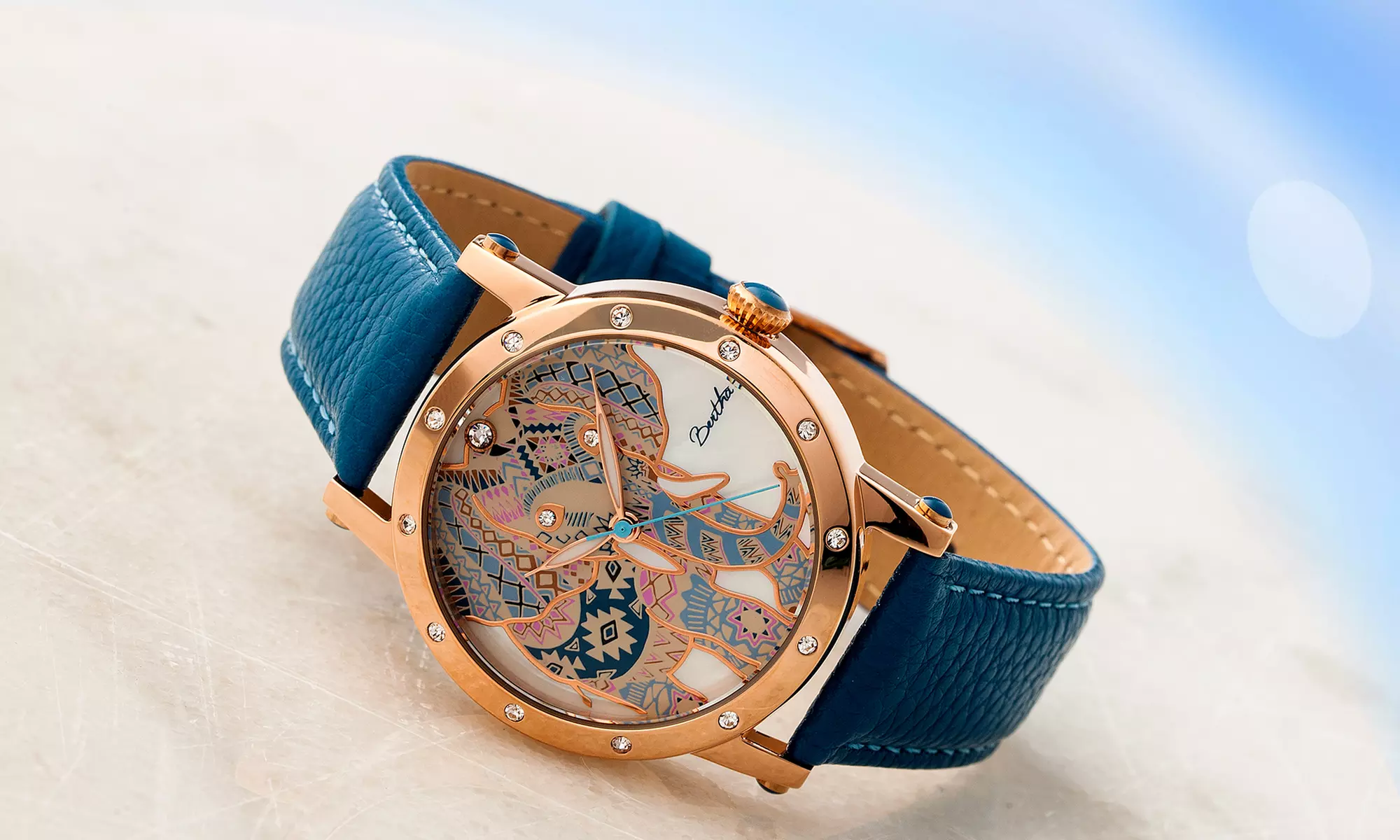 Bertha Betsy Women's Elephant Engraved Watch with Genuine Leather Band - Primary Image