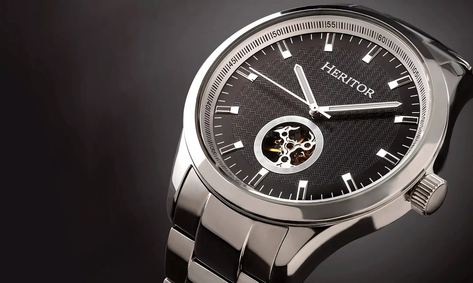 Heritor Automatic Crew Semi-Skeleton Bracelet Watch - Primary Image
